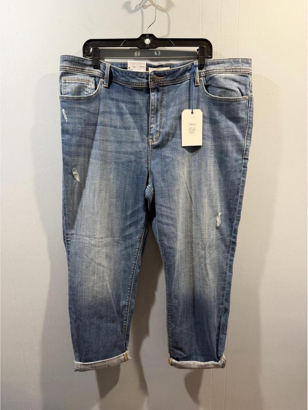 New Womens Eunina Jeans Stretch Size 3XL Blue Mia Mid Rise Relaxed Skinny Crop